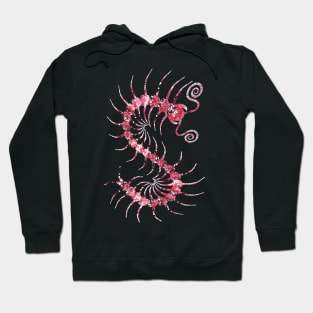 White on Red Ornate Centipede Hoodie